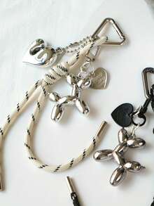 1. 时尚心形法国斗牛犬钥匙扣，精致小狗包包挂饰，情侣配饰，复古风，三角形弹簧扣设计，适用于车钥匙、包包装饰、服装配饰、节日或女士礼物，钥匙扣包包配饰，包包挂饰 - 彩色 - 查看 4