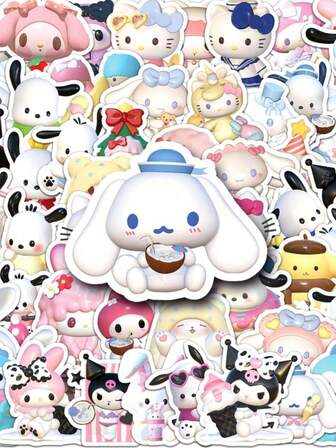 Sanrio 50张3D三丽鸥贴纸卡通可爱大耳狗防水装饰手机小麻薯创意咕噜卡贴