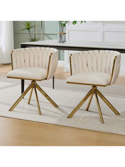 Fluwelen Seats Heavy Metal Frame, 180 Degree Swivel Function, Back, Zachte Luxurious Flexible Between Living Room, Budol Creative Workspace (Set Of 2) view 3