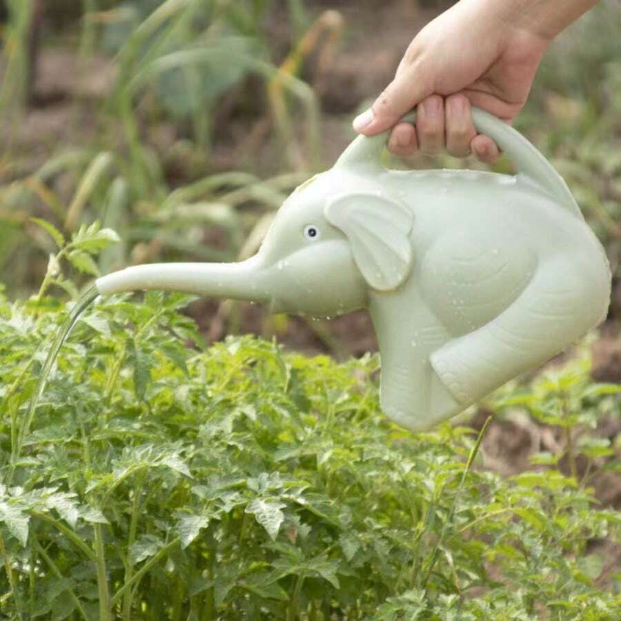 1 pieza Regadera con diseño de elefante para niños - Herramienta de planta de dibujos animados linda, de plástico para el hogar, el jardín y la escuela, diversión de jardinería interior y exterior, diseño de animal de dibujos animados, herramienta de cuidado de plantas para decoración de guardería, alféizar de ventana y balcón