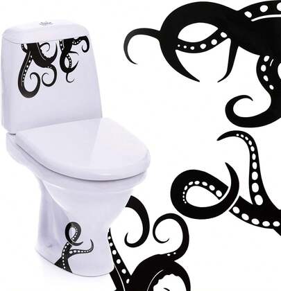 15 Pieces Kraken Octopus Toilet Tentacles Wall Decals Decor Sticker Octopus Home Decal Black Sea Wall Art Sticker Tentacles Bathroom Kraken Decal Toilet