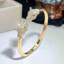 سوار برأس نمر ذهبي، مجوهرات أنيقة متعددة الاستخدامات هدية للنساء في الحفلات، بطراز الهيب هوب الشخصي والأزياء الحيوانية