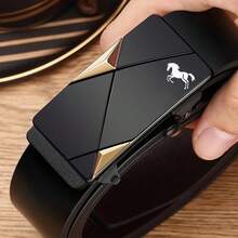 1pc Horse Pattern Men's Ratchet Belt, Luxury Brand Suit Belt, Ideal Gift Choice Old Money Vintage Autumn/Fall Urban Outfit Classic Christmas Winter Fashion Daily Men Boyfriend Gift - A - View 3