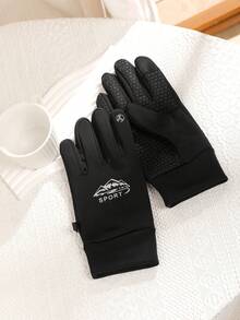 1 Pair Winter Outdoor Cycling Two-Finger Flip-Top Gloves - Black - View 6