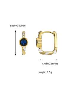 Charm-In 1 par de pendientes de piedra de circonita geométrica con baño de oro de 18K, regalo para el Día de San Valentín, Día de la Madre