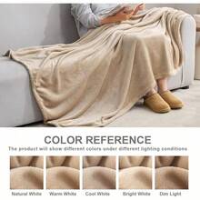 Sofa Blanket Living Room Cover SetFleece Blanket Twin Size, Soft Cozy Twin Blanket, Fuzzy Flannel Blanket Bed, Sofa, Couch, Travel, Camping, 60 X 80 Inches - 淺駝色 - 查看 2