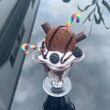 Crème glacée réaliste, fruits, belle tasse, modèle de maison de poupée, simulation, décoration d'été pour la maison, accessoires pour vitrine de boutique de poupées, artisanat, faux desserts, jouets alimentaires - Multicolore - Voir 12