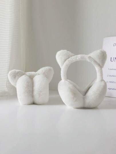 1 pieza Protector de orejas plegable de unicolor, suave, ligero y de felpa, unisex, adecuado para hombres y mujeres, apto para clima frío al aire libre, accesorio de invierno