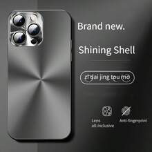 Capa para celular de alta qualidade com efeito laser aurora CD, acabamento metálico fosco iridescente e lente de vidro HD integrada, à prova de choque, compatível com as séries 17, 16, 15, 14, 13, 12 e 11. - Preto - Ver 3