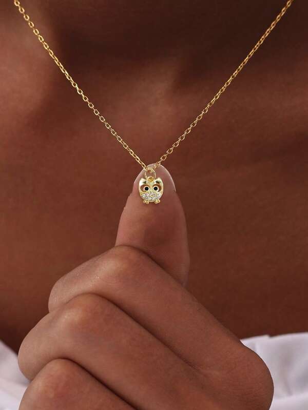 1PC S925 Sterling Silver Necklace,A Cute And Unique Owl Animal Necklace With Zirconia Pendants,Necklace For Women's Exquisite Jewelry Party Mother's Day Gift