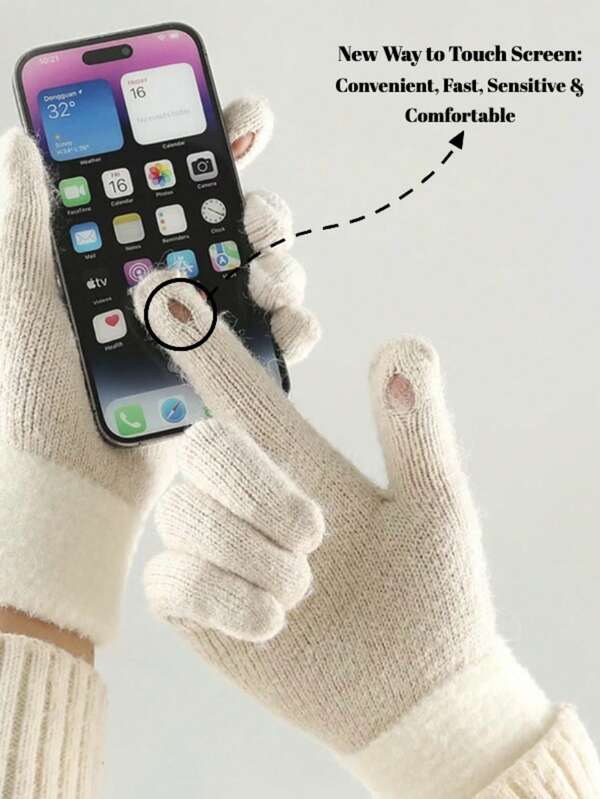 1 paire de gants d'hiver en laine mérinos tricotés, épais et moelleux, mode hiver nouvelle. Gants coupe-vent chauds pour sports de plein air et cyclisme, avec contrôle tactile sensible pour une utilisation quotidienne