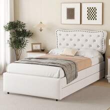 Bed Frames - Light Beige + MDF + 90cm*200cm - View 2