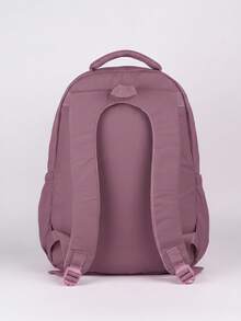 Large School Backpack For Notebook Pink Resistant Multiple Pockets Work Nylon Reinforced School College - Dusty Purple - View 3