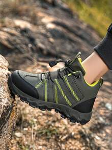 Botas de senderismo antichoque y antideslizantes para niños y niñas para uso al aire libre - Verde militar - Ver 7