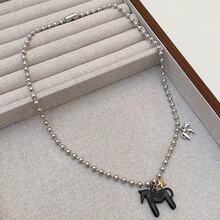 可爱甜美釉面小马吊坠项链，圆珠链，甜美酷炫时尚百搭小马颈链 - 馬 - 查看 6