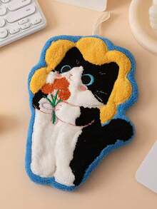 4条/1条可爱猫咪图案手巾，吸水性强，易于清洗，适用于厨房和浴室，创意装饰毛巾，精美家居礼品 - 彩色 - 查看 14