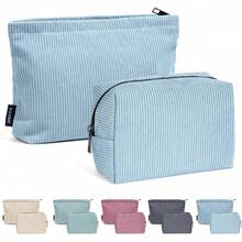 Almacenamiento deéticos Bolsa de Maquillaje Pequeña 2 Pcs Bolsa deéticos de Pana Estépara Mujer Bolsa para Maquillaje Cosmetiquera para Maquillaje para Viajar Neceser Mujer Portátil(VERDE) - Azul - Ver 12