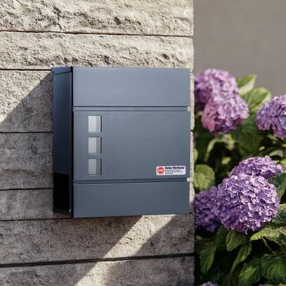 Zedelmaier Personalisiert Briefkasten mit Edelstahl Namensschild Wandbriefkasten mit Zahlenschloss Postkasten Briefkästen mit Zeitungsfach Mailbox Anthrazit