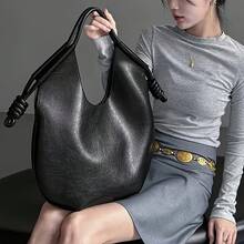 Black Handbag - Fashionable Large Capacity Shoulder Bag/Tote Bag/Handbag With Magnetic Closure And Wrist Strap, Retro Simple Design, Suitable For Daily Commuting, Travel, And Fitness, Great Gift For Girls - màu đen - Xem 9