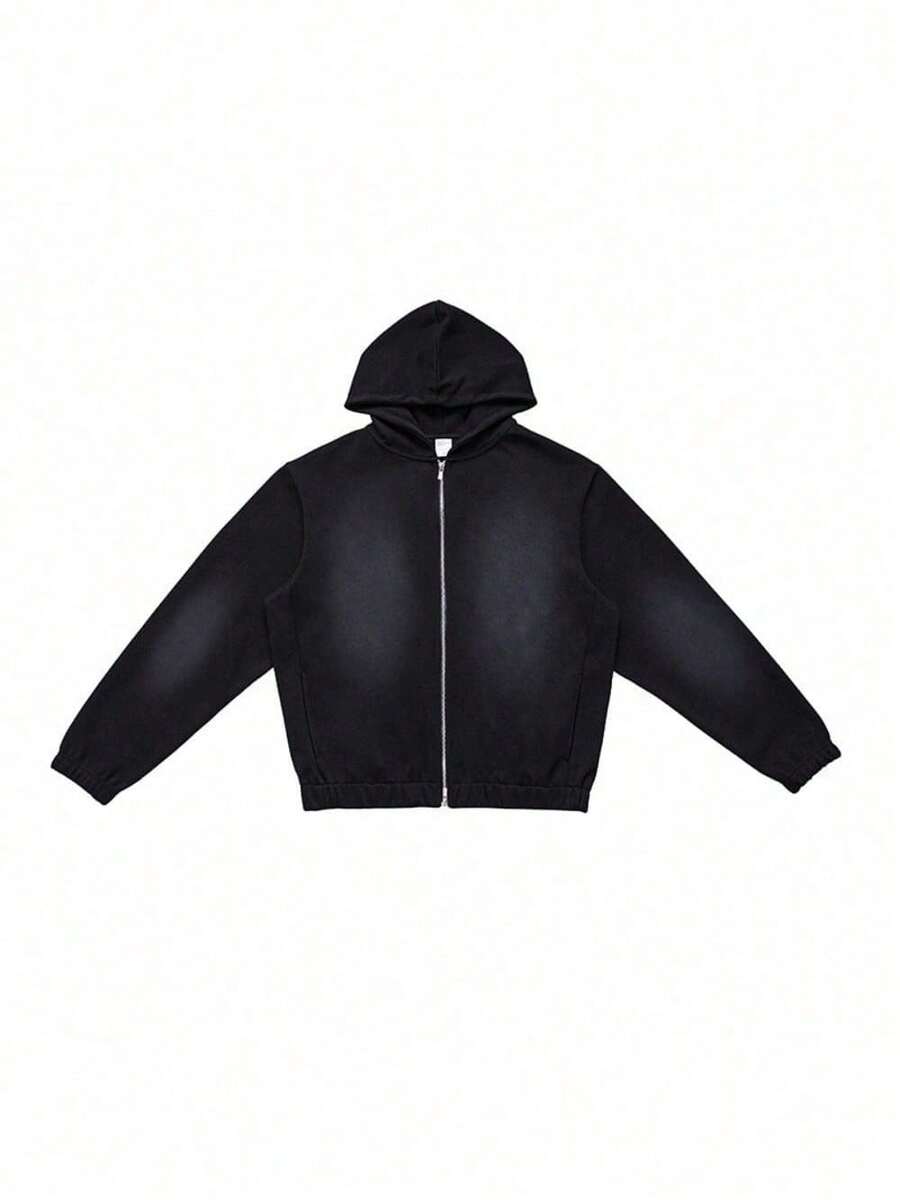 380G Double-Sided Air Layer Space Cotton Silhouette Sweater Set Autumn And Winter Zipper Sweater Scimitar Sweatpants Men And Women - 讓老黑 - 查看 1