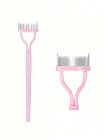 1pc Pink Steel Needle Eyelash Brush Set With Stainless Steel Fine-Tooth Portable Eyelash Curler Assist Tool, Eye Makeup Tool, False Eyelash Comb Tool,Cheap,Stocking Stuffers,Makeup,Makeup Tools,Cheap Stuff,Gifts,Gifts For Women,Christmas Gifts