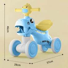 Montable de Dinosaurio para Niños - con Luces y Música, Cuatro Ruedas Estables, Asiento Cómodo - Ideal para Jugar en Casa y al Aire Libre - Azul - Ver 2