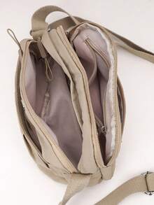 1pc Solid Color Fashionable Minimalist Nylon Zipper Closure Casual Backpack, Handheld & Shoulder Strap, Suitable For Spring, Summer, Autumn, Daily Use, Work, Business, Shopping Pouch - Multicolor - View 5