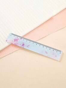 1pc Floral Transparent Acrylic Ruler, Multi-Functional Creative Planner Ruler, Cartoon Student Stationery - Multicolor - View 8