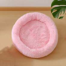 1 件超柔软毛绒宠物床 - 舒适温暖的仓鼠睡窝，带防滑底部和隔热垫，非常适合豚鼠和其他小动物，圆形蓬松多彩设计