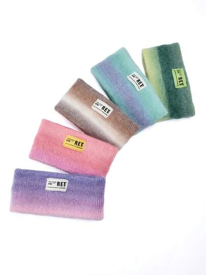 1pc Women's Ombre Letter Patch Sports Headband, Suitable For Outdoor, Home, Running, Commuting In Autumn/Winter