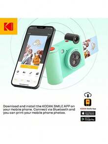 Kodak Smile+ 拍立得相機 1000萬像素 3種濾鏡 zink無墨水列印 藍牙連結列印手機照片 支援TF卡 - 綠色套裝 - 查看 3
