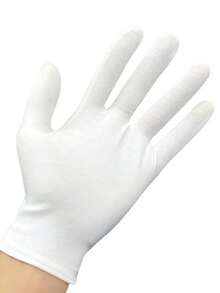10pcs/Pack White Elastic Gloves, Comfortable To Wear, Breathable Lining, Suitable For Eczema And Dry Hands, Moisturizing SPA-Grade Soft Jewelry Inspection Gloves, Applicable For Driving, Performance, Cycling, Weddings And Unisex Party Occasions - Multicolor - View 4