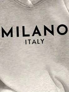 2025 HoodiesWomen's Slogan Print Thermal Lined Casual Loose Fit Hoodie Sweatshirt, Autumn/WinterLoose And Comfortablewinter Clothes For Women - 淺灰色 2 - 查看 6