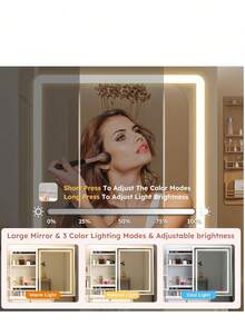 Vanity With Mirror And Chair, 34.8" Elegant White Make Up Vanity Desk With Sliding Mirror With Light& Touch Control 3-Color Adjustable Lights, – Modern Space-Saving Dresser For Bedroom, Birthday Gift, Christmas Gift For Children And Little Girls, Home Furniture - US A Type Plug(110-127V) - View 4