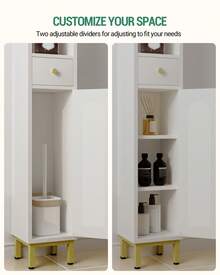 HaluPeit Bathroom Cabinet With Adjustable Shelves, Freestanding Floor Cabinet, Tall Bathroom Storage Cabinet With Doors & Drawer, Narrow Toilet Paper Storage Cabinet, White - trắng - Xem 4