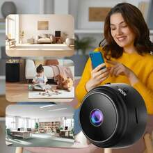 1 ou 2 mini câmeras inteligentes, câmera de residencial, compatível apenas com Wi-Fi de 2,4 GHz (não compatível com 5 GHz), bateria recarregável, visualização remota em tempo real via aplicativo, ideal para monitoramento residencial, mini câmera sem fio, câmera de vigilância, câmera para animais de estimação, câmera compacta. - Preto - Ver 8