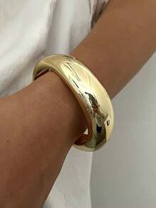 1/3 pezzi Set di braccialetti a fascia aperta ondulati in materiale CCB, eleganti e vintage, adatti per uso quotidiano, impilabili, leggeri, resistenti al colore, perfetti come regalo per Natale, Ognissanti e altre festività, versatili per tutte le stagioni - Dorato - Visualizzare 8