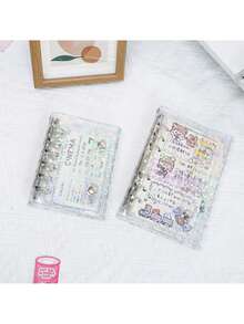 预算活页夹封面 透明PVC闪光星星 可起球笔记本保护套 带2个按扣 适用于现金信封系统 日记本 计划整理文件夹 - 彩色 - 查看 5