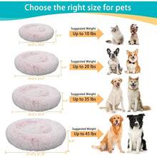 Calming Donut Fluffy Anti-Anxiety Round Washable Cute Plush Cozy Cuddler Warming Soft Comfort Pet Bed For Small To Medium Dogs And Cats, 20-Inch, Light Grey & White - Pink - View 5