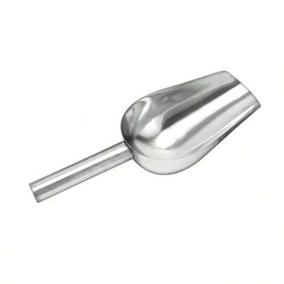 Stainless Steel Ice Scoop Round Bottom Bar Ice Flour Metal Utility Scoop With Finger Groove Handle For Multi-Purpose Use (8-Inch), Christmas Party Supplies, Family Dinner