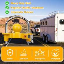 Trailer Coupler Lock Universal Adjustable Heavy-Duty Steel Trailer Hitch Lock, Anti Theft Trailer Ball Lock Towing Lock For Towing Trailer Security Fits 1-7/8",2", 2-5/16" Coupler, Yellow - Yellow - View 8