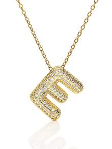 1pc Fashionable Luxurious Copper Inlaid Zirconia Letter A-Z Pendant Necklace, Jewelry Necklace For Women, Suitable For Daily Wear And Party/Holiday Style, Valentine's Day Couple Gift