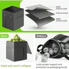 Tennis Ball Hopper With Wheels - Height Adjustable Foldable Tennis Ball Basket With Storage Bag Ball Candy 150 Pickleball Tennis - Initial - View 5