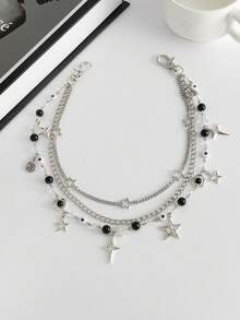 1pc Y2K Fashion Beaded Butterfly & Star Pendant Chain Belt, Simple & Elegant Acrylic Pearl Curved Needle Chain Street Style Accessory - Multicolor - View 16