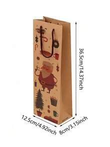 4pcs Christmas Wine Bottle Gift Bags With Handles - Cartoon Santa Claus & Snowman & Wreath Design, Festive Kraft Paper Wine Pouches For Holiday Parties, Celebrations & New Years Presents - Multicolor - View 3