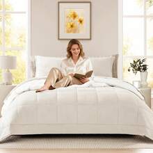 Plush Comforter Set, Flannel Velvet Comforter Sets 7 Pieces Bed In A Bag, Soft Warm Winter Bedding Set With Sheets, Pillowcases & Shams - 乳白色 - 查看 2