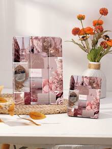Romantische rosa Paris Patchwork Blumenmuster Schutzhülle, kompatibel mit iPad 9.7/10.2/10.5/10.9/12.9/Pro 11 (10. Generation), Galaxy Tab S6 Lite 10.4", Kindle Paperwhite 12. Generation (2024) und Kindle 11. Generation (2022), mit Fallschutz, Smart Support/Auto Wake/Sleep - Verschiedenfarbig - Übersicht 9