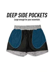 2pcs Men's Shorts, Metallic Holographic Shorts, Sequined Sexy Shorts, Suitable For Party Heating Up With Drawstring And Pocket Shorts  Christmas - 金色+銀色 - 查看 2