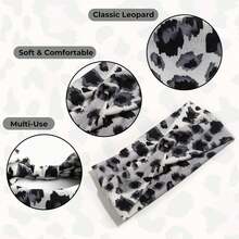 Paquete de 2 diademas con estampado de leopardo, deportivas, suaves, transpirables y absorbentes del sudor, elásticas y decorativas. - Blanco - Ver 5