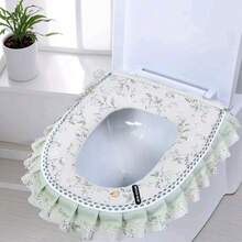 1个亚麻包边防水拉链马桶坐垫，大直径，可水洗，四季皆宜 - 彩色 - 查看 5